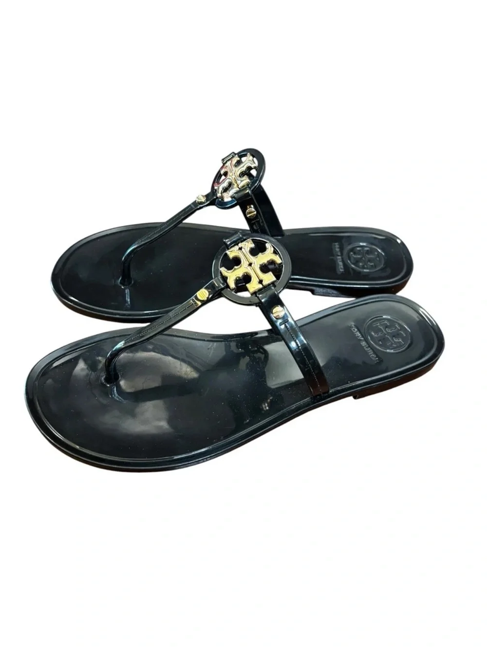 Tory Burch Mini Miller Jelly Thong Black Size 5 Sandal Flats Travel Women's